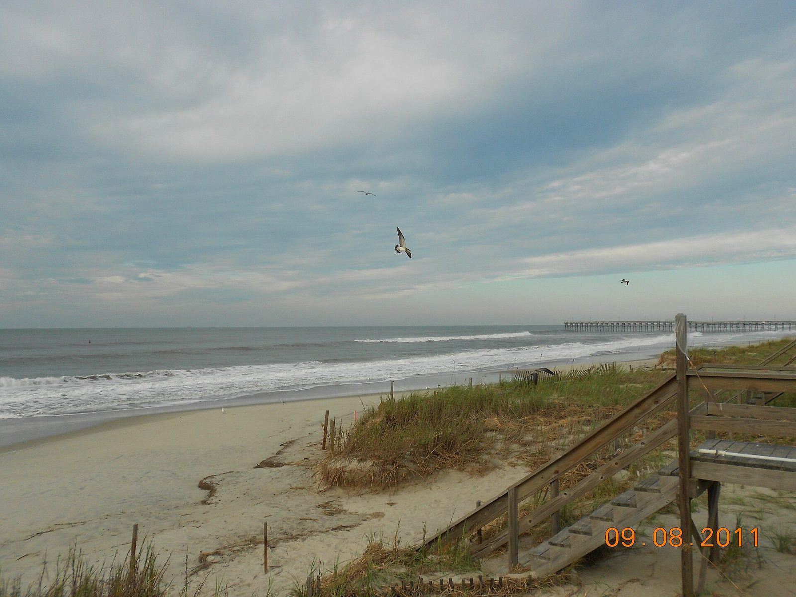 Wooden steps over the dune to the beach at Holden Beach